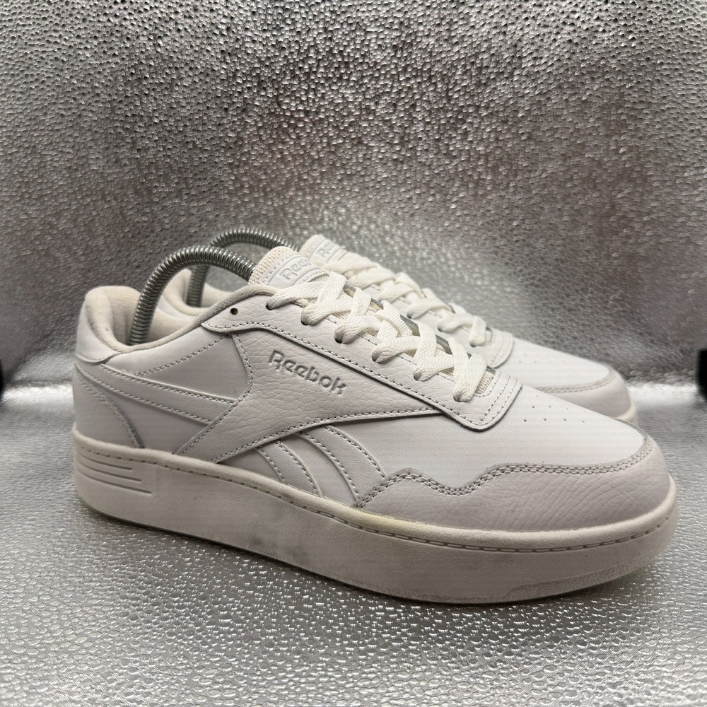 Size 8.5 Reebok Club MEMT Bold White Womens Leather Athletic Tennis Sneakers